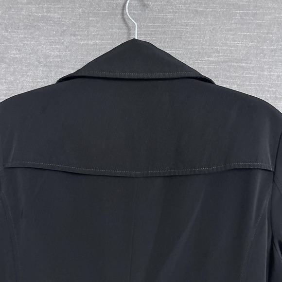 New York Co Trench Coat M Black Belted Long Rain Jacket Classic Retro Fall Layer - Picture 7 of 13